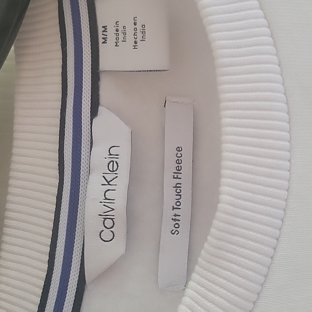 Calvin Klein Soft touch fleece SZ MEDIUM men's white with black - Picture 3 of 9